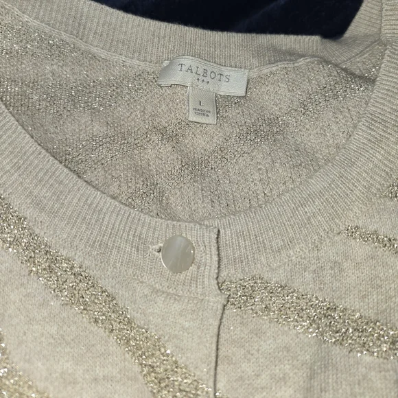 Talbots Metallic Gold and Cream Sweater - Picture 2 of 3